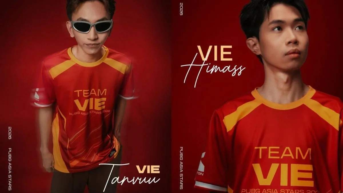 Ảnh giới thiệu TanVuu và Himass trong áo đấu Team VIE tại PUBG Asia Stars 2026