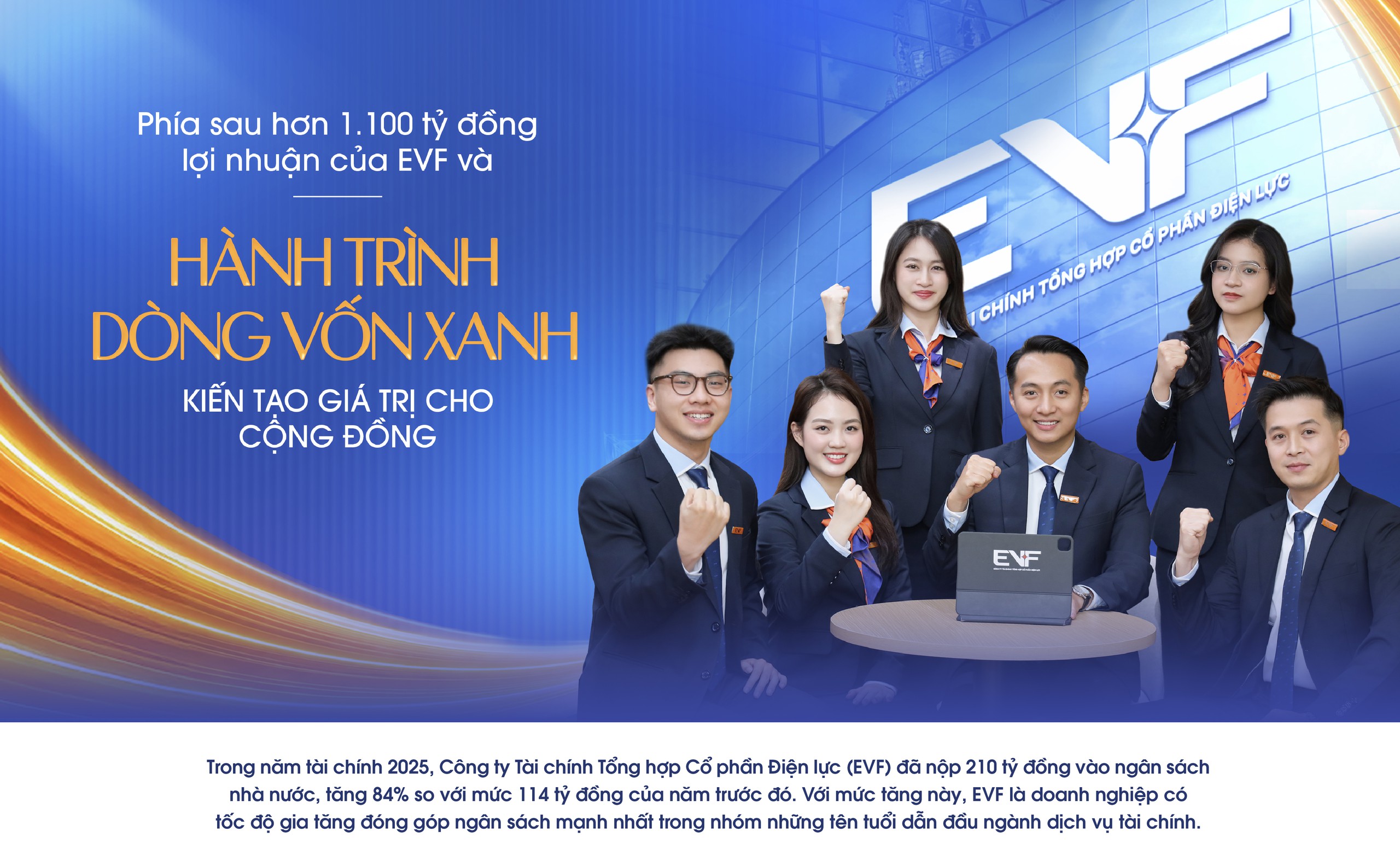 Hành trình dòng vốn xanh — Kiến tạo giá trị cho cộng đồng. Đội ngũ EVF trước trụ sở.