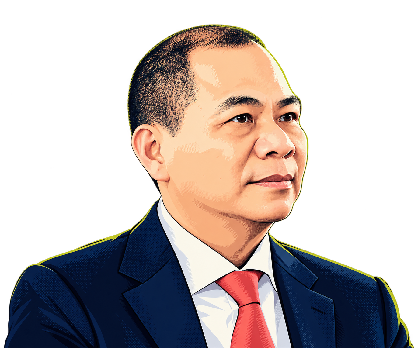 Chân dung minh họa đồ họa ông Phạm Nhật Vượng dựa trên ảnh chân dung