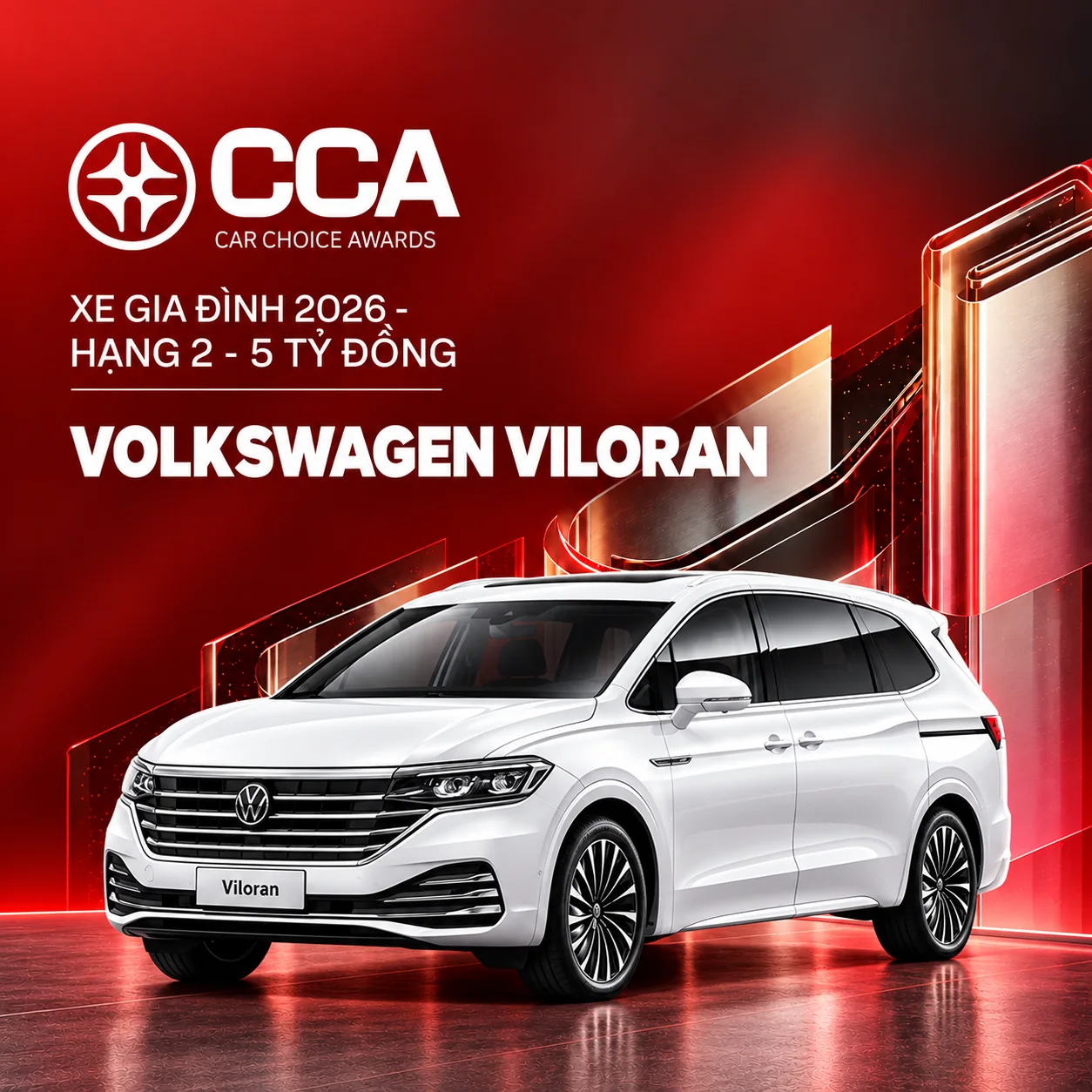 Poster Car Choice Awards 2026 – Xe gia đình 2026 – hạng 2 – 5 tỷ đồng: Volkswagen Viloran