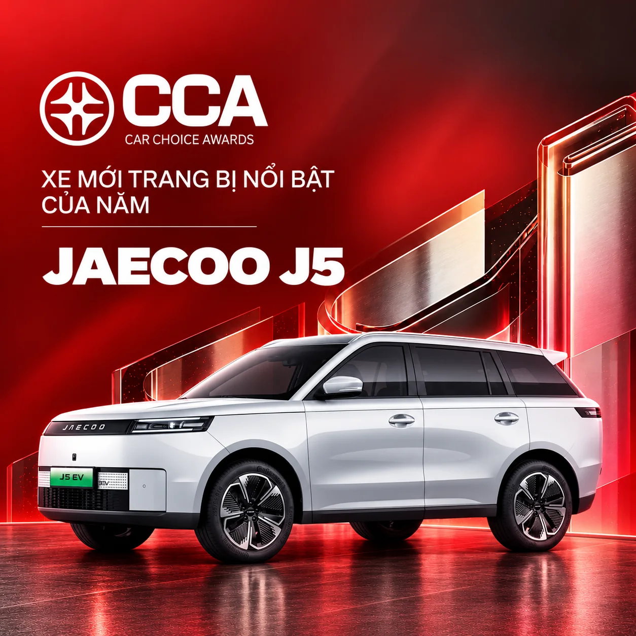 Poster Car Choice Awards 2026 – Xe mới trang bị nổi bật của năm: Jaecoo J5
